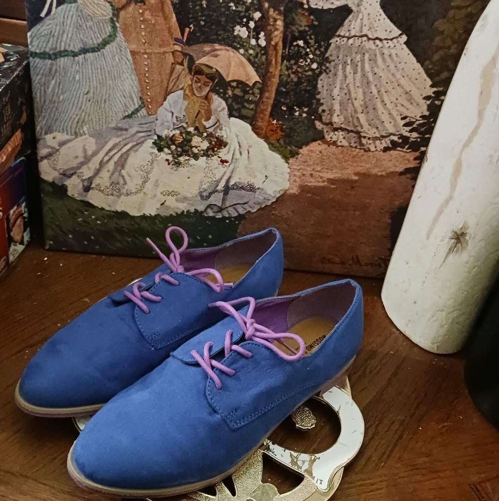 👞 🎁MOSSIMO BLUE SUEDE SHOES SIZE 6 👞 Like New! A Awesome Gift. - Picture 5 of 8